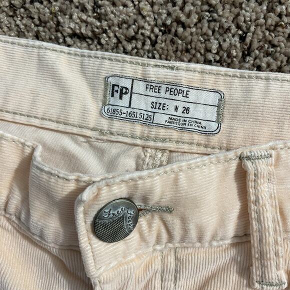Free People Pants Womens 26 Peach Pink Corduroy Skinny Straight Leg Denim Boho - Picture 3 of 7